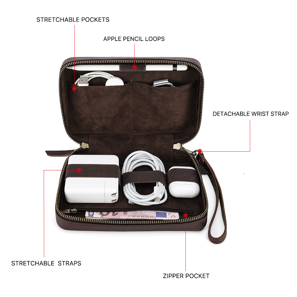 정품 가죽 휴대용 USB 데이터 케이블 보관 가방, 이 - Electronics Gadgets And Accessories 리뷰 및 가격